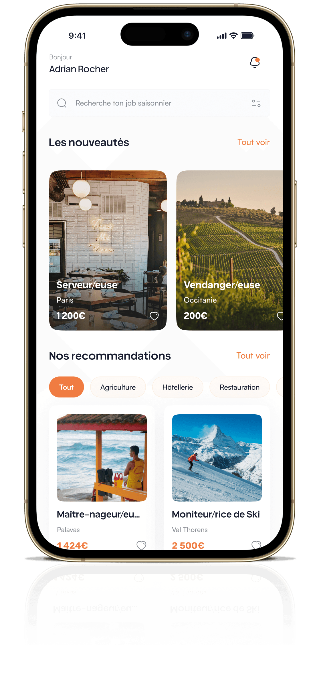 Mockup iPhone de l'application Jobeedy